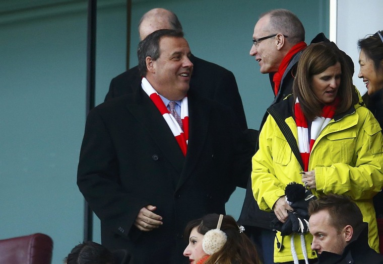 Image: Governor of New Jersey Chris Christie attends Arsenal's Aston English Premier League soccer match against Aston Villa in London