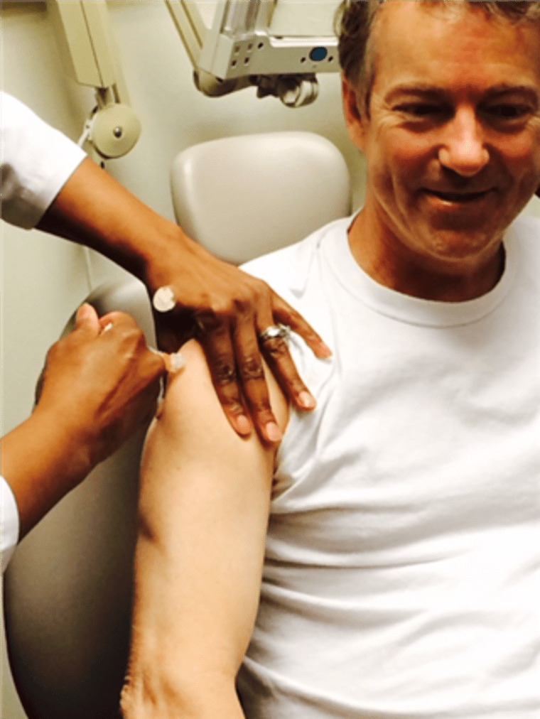 Kentucky Sen. Rand Paul gets a hepatitis vaccine after saying vaccines should be a choice.