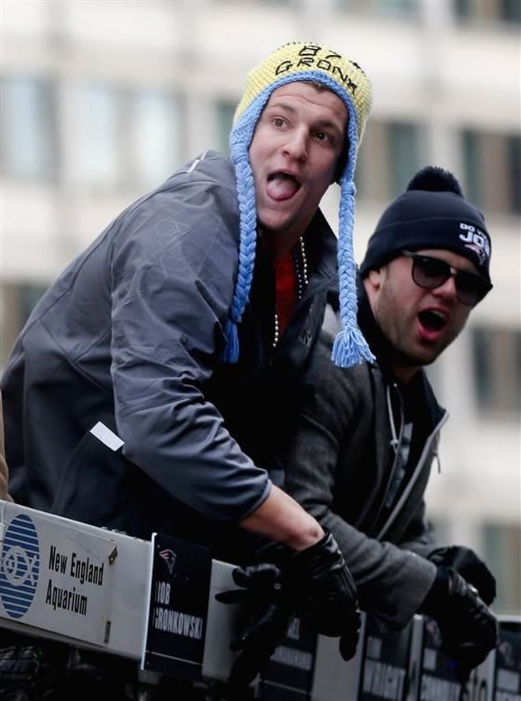 Rob Gronkowski and his hat had a great time at Wednesday's Super Bowl parade.
