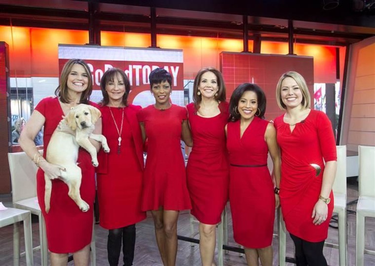 The women of TODAY wear red in support of women's heart health (Wrangler shows his support too.)
