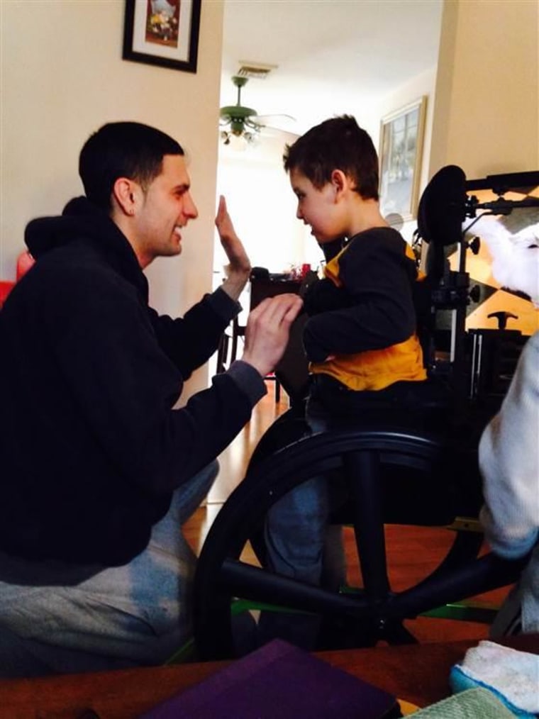 Jayce Correia shares a special moment with his stepson Jared.