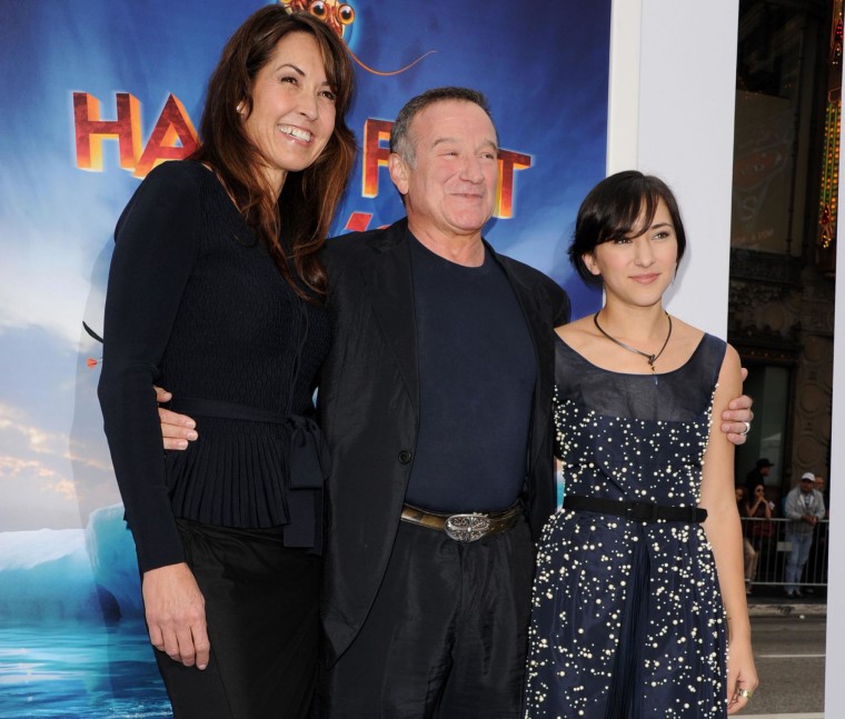 Image: Susan Schneider, actor Robin Williams, and actress Zelda Williams