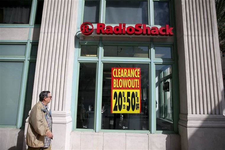 FILE - FEBRUARY 5:  According to reports February 5, 2015, RadioShack Corp. has filed for Chapter 11 bankruptcy. MIAMI, FL - FEBRUARY 03:  A sign read...