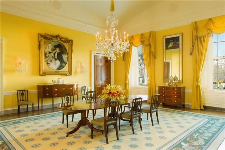 The White House's family dining room, before the "bold, modern redo."