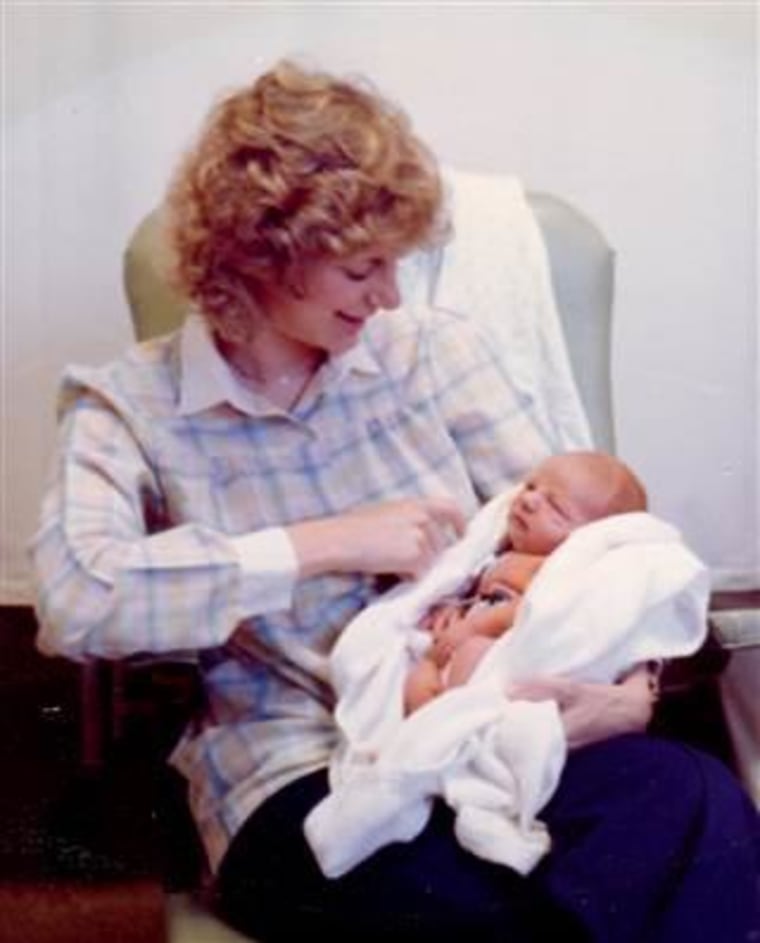 Sue Hipple and Timothy when he was 3 days old.