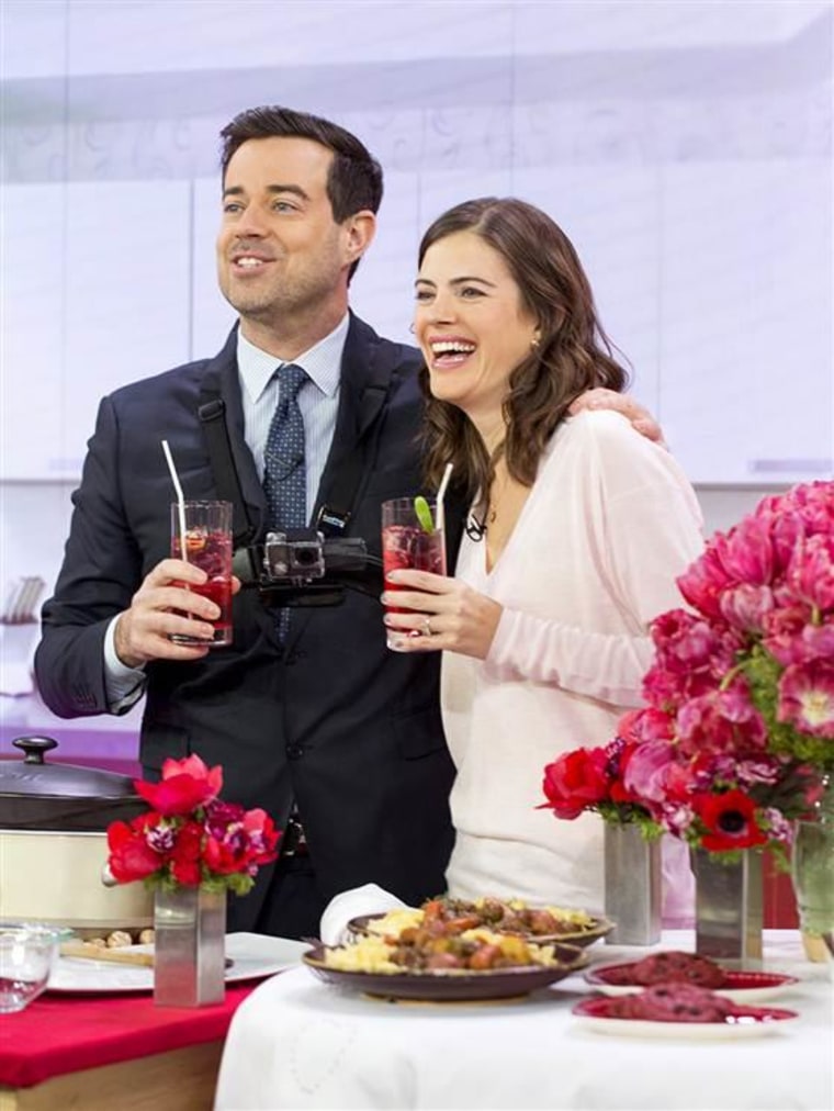 TODAY Show: Busy parents Siri Pinter and Carson Daly cook up a Valentine's Day dinner in Studio 1A -- February 10, 2015.