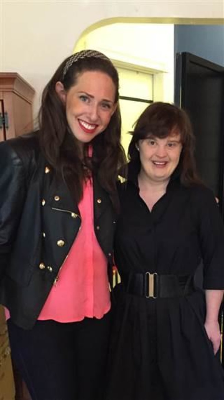 Carrie Hammer, the designer of the collection, with model and actress Jamie Brewer.