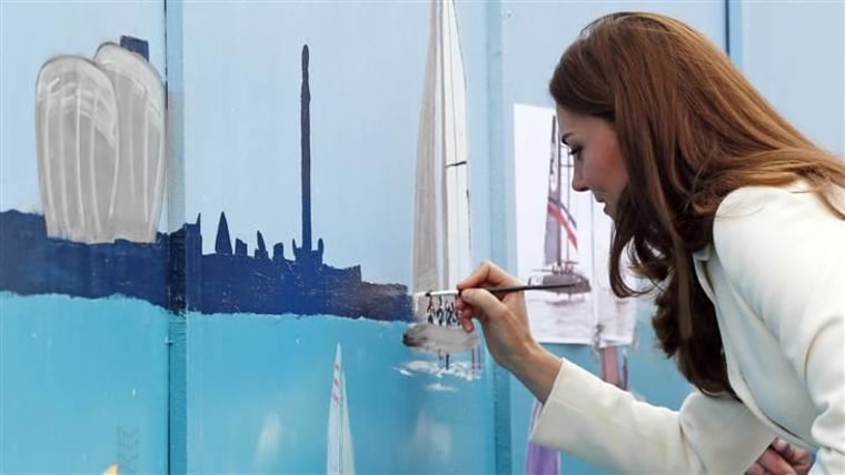 The Duchess of Cambridge adds her personal touch to a mural.