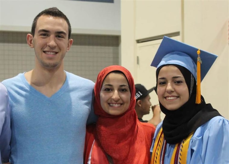 Deah Barakat, Yusor Abu-Salha, Razan Abu-Salha posted on Barakat's Facebook page on June 12, 2013.