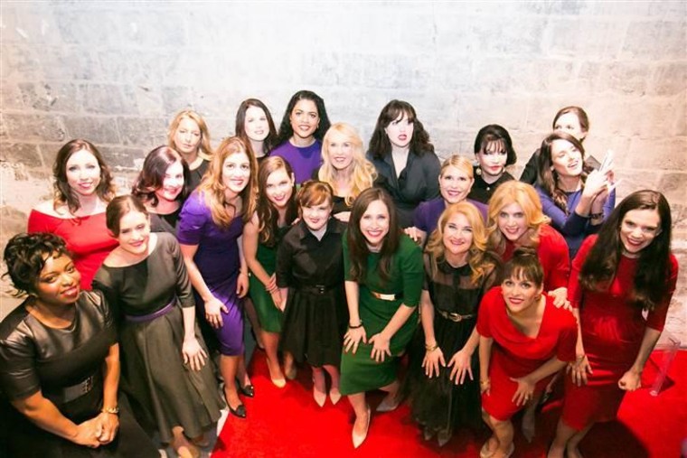 Carrie Hammer (front and center in green) and the "real models" featured in her runway show.