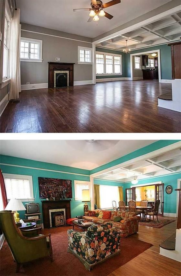 The living room as it is today and as is it was staged for the movie "Selma."