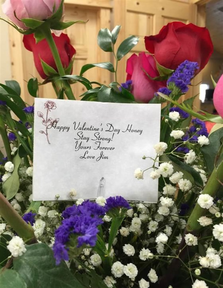 The flowers Shelly Golay received from her late husband, who arranged for a Valentine's Day delivery for the rest of her life.