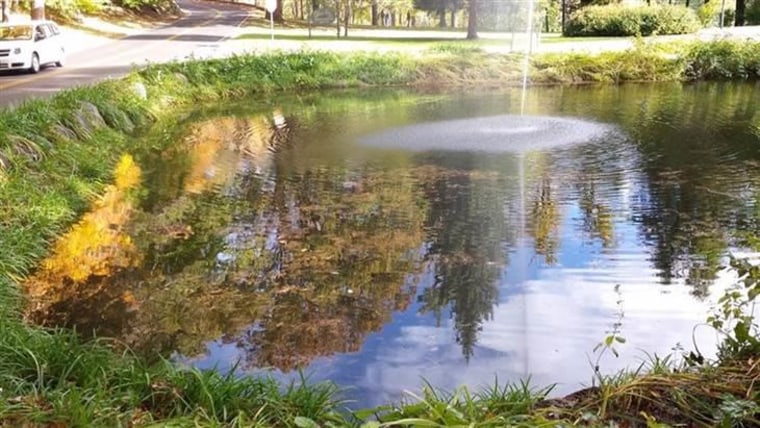 The fountain during warmer weather.