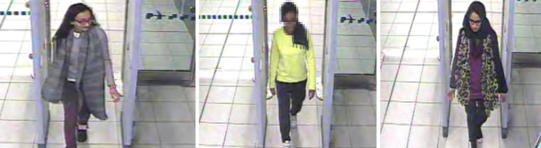 Image: Composite of surveillance video images of three London missing girls