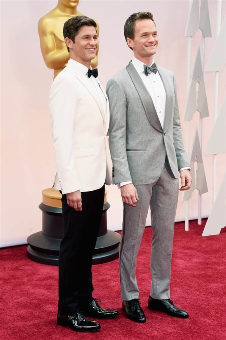 Neil Patrick Harris (R) and actor David Burtka attend the 87th Annual Academy Awards.