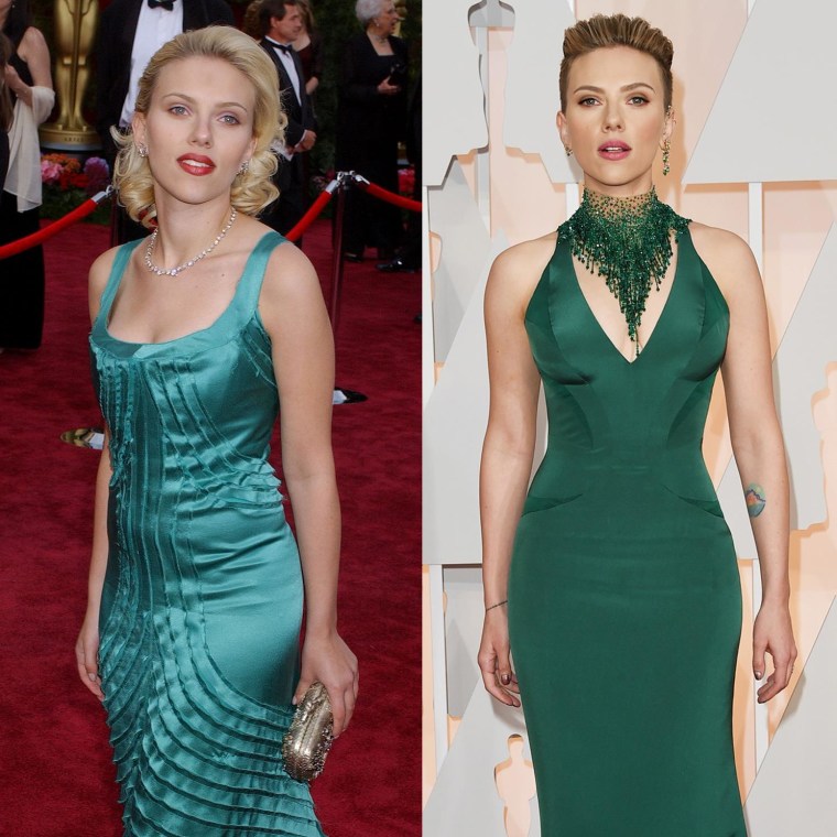 Scarlett Johansson in 2004 and 2015.