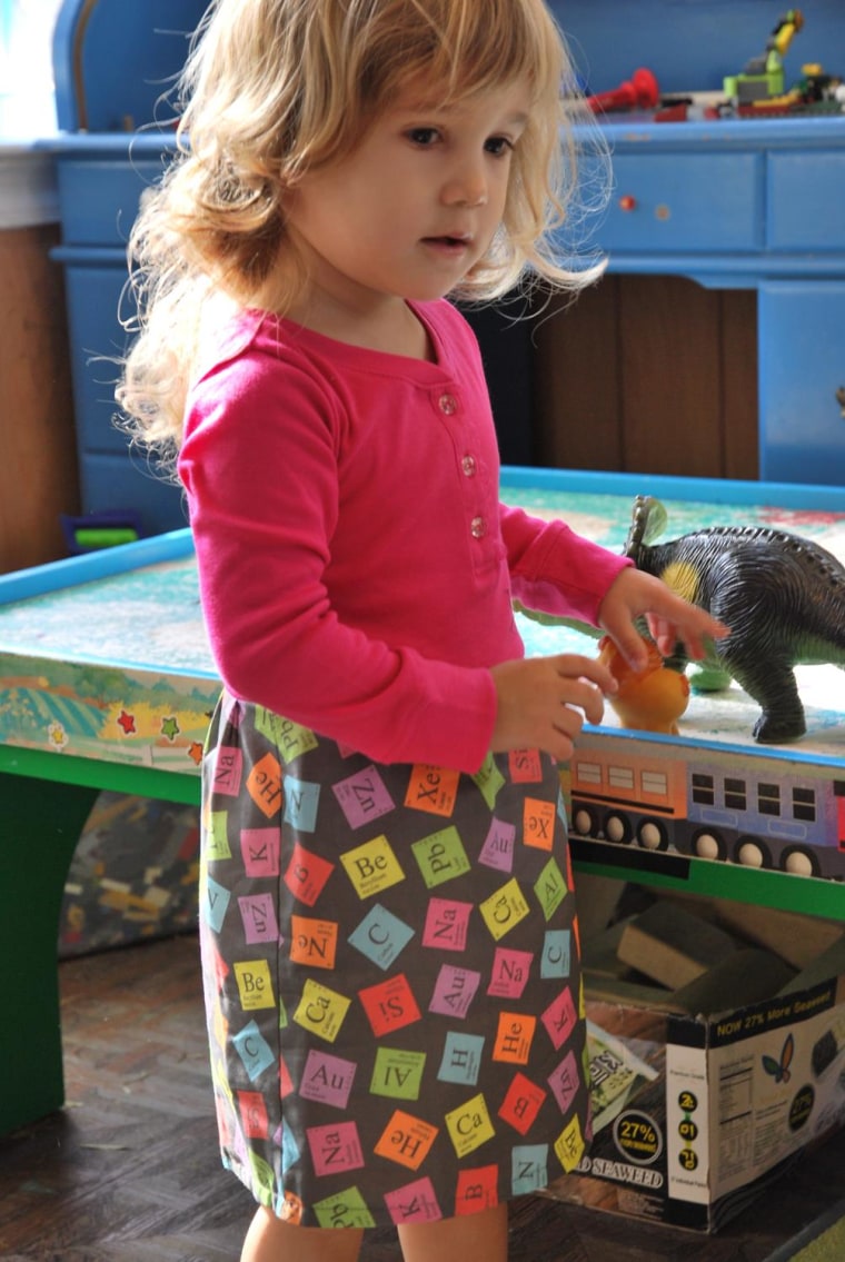 Sugar and spice and everything science: A young model wears Princess Awesome's "Elements" dress.