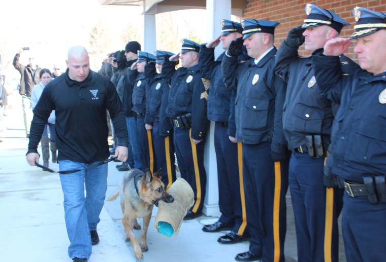 Officers lined the street where Judge was euthanized Friday.