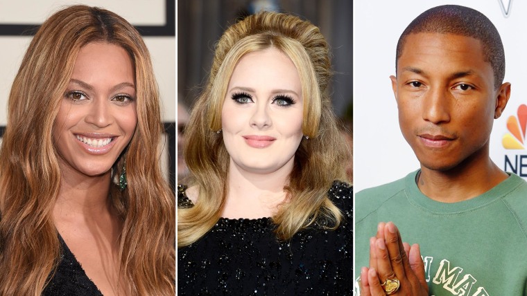 Beyonce; Adele; and Pharrell Williams