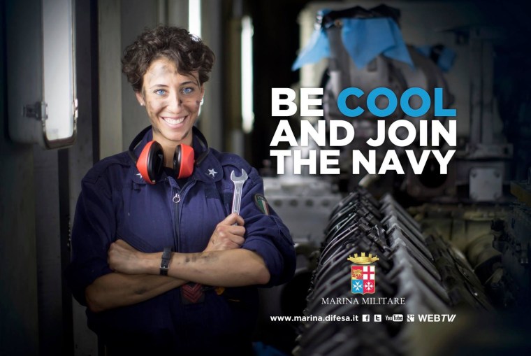 Image: The Italian Navy has launched a recruitment campaign in English.