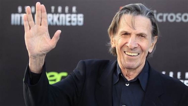 Leonard Nimoy arrives at a film premiere in Hollywood in May 2013. The "Star Trek" actor died on Friday.
