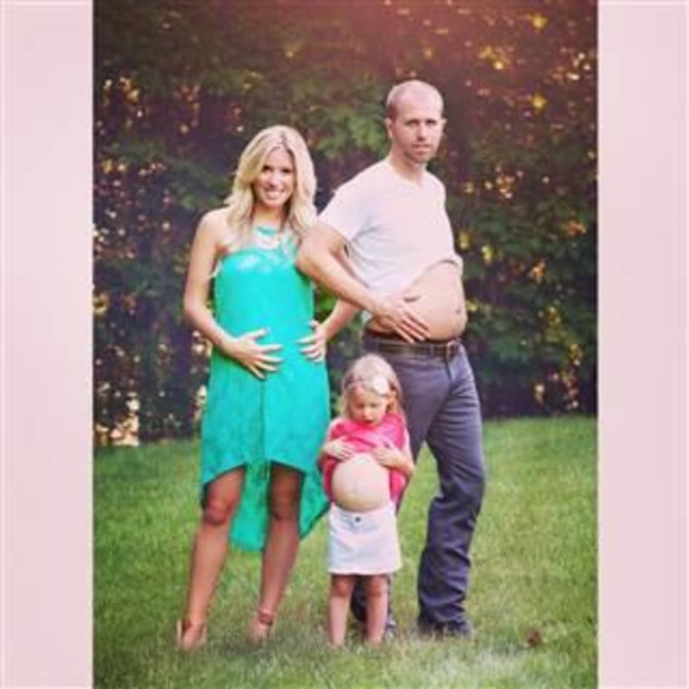 Brian, Whitney and Brielle Scott's "pregnancy" photo. Son Joseph was born in November, 2014.