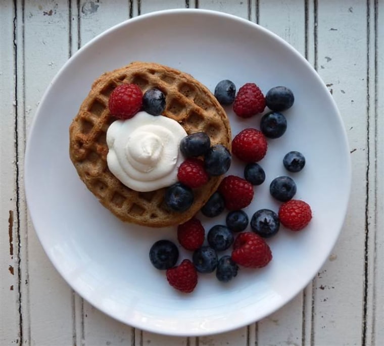 Waffles with ricotta, mascarpone and berries