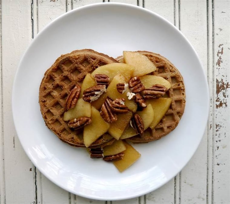 Waffles with apples and pecans