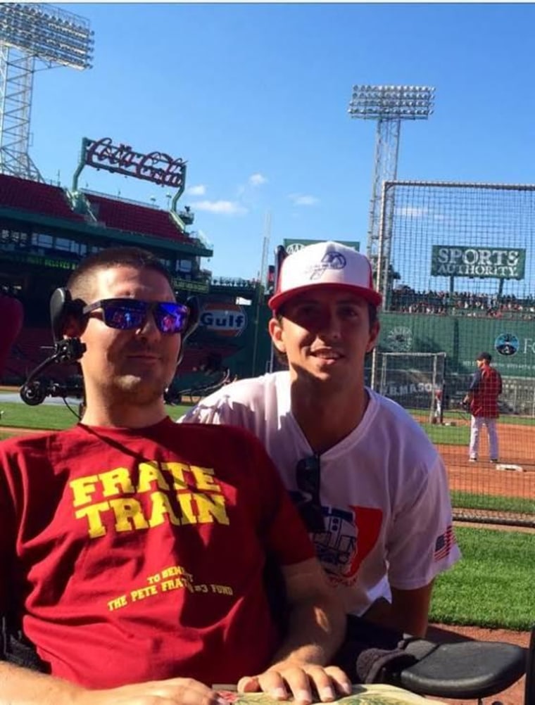 Pete Frates, joined by his brother Andrew, has been honored by the Boston Red Sox at Fenway Park.