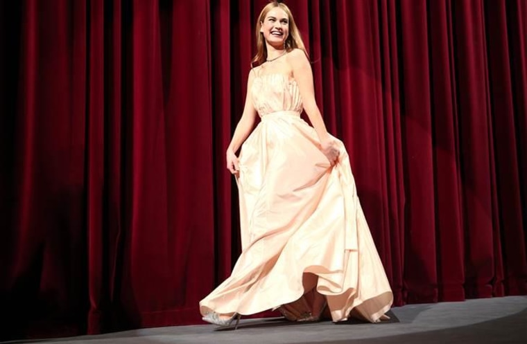 Lily James attends the "Cinderella" at Berlinale Palace in Berlin on Feb. 13.
