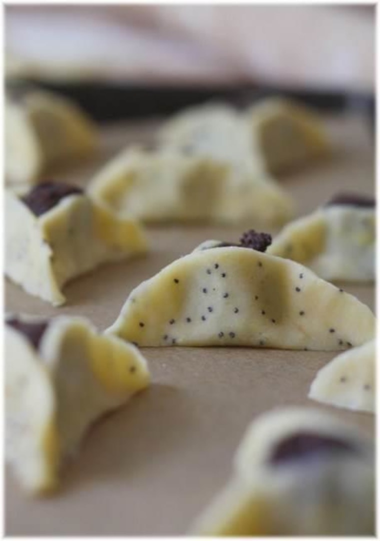 Hamantaschen with poppy seed and chocolate filling