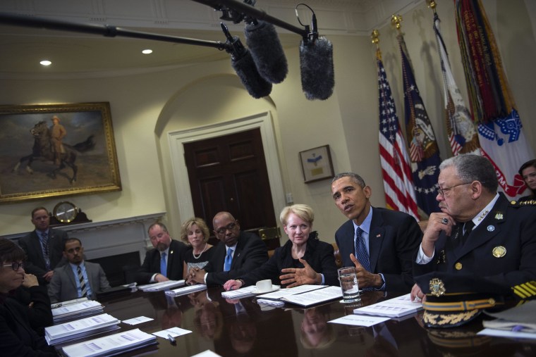 Image: President Obama meets with members of his Task Force on 21st Century Policing.