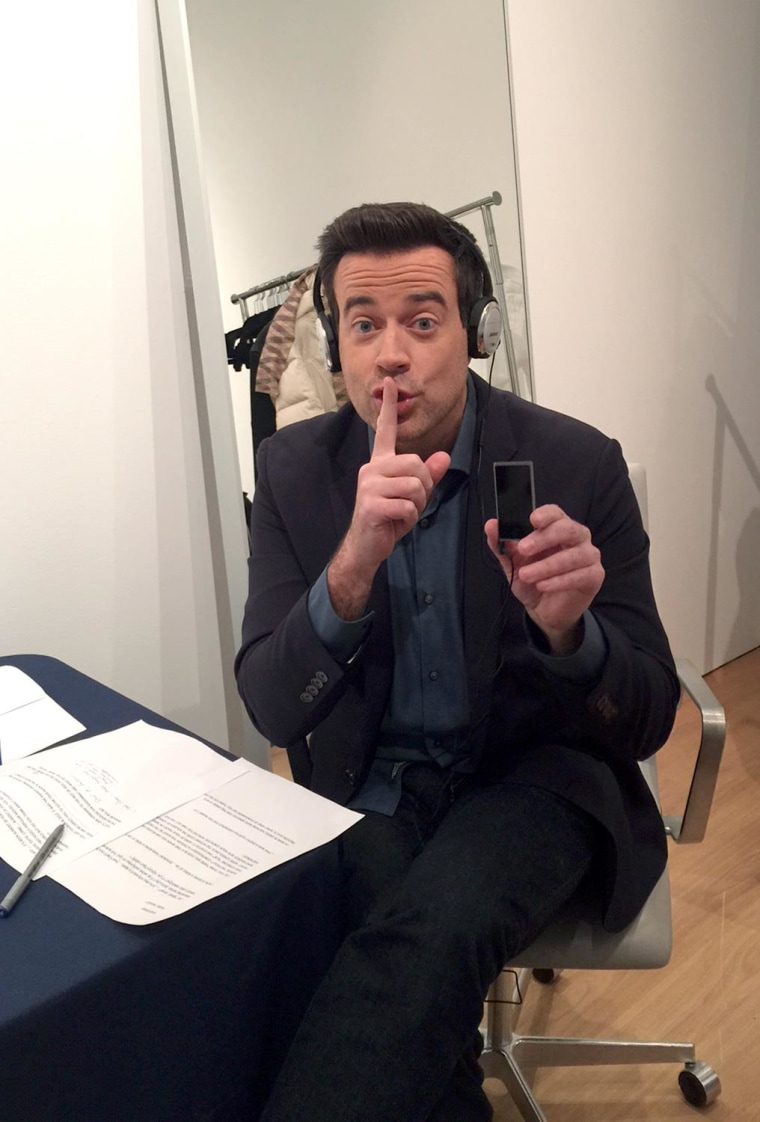 Carson Daly preparing for his chat with Madonna.