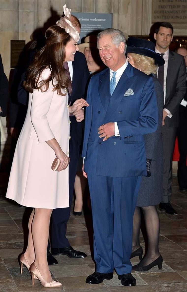 The Duchess of Cambridge with Britain's Prince Charles on Monday.