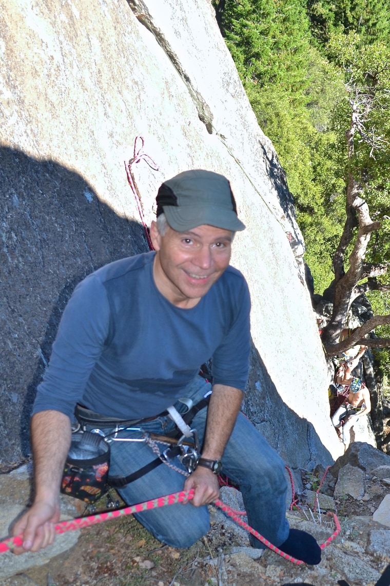 Todd Becker takes part in one of his favorite forms of intense exercise: rock climbing.