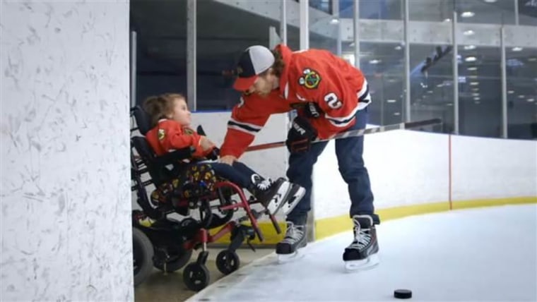 Keith was able to take Cammy out on the ice using a special harness so she could skate around with his help.