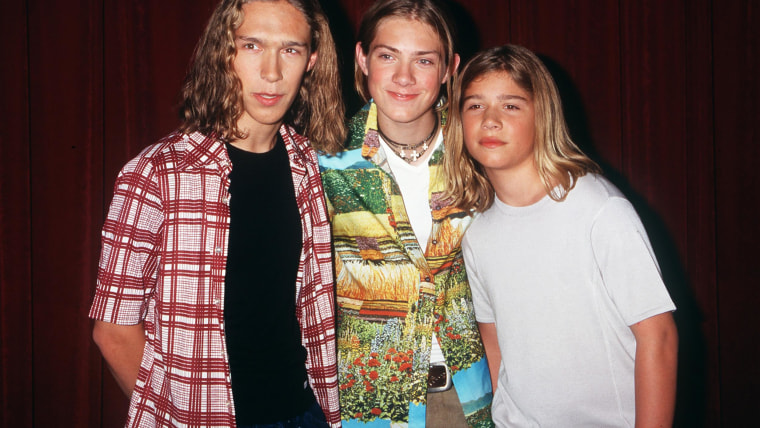 7/10/98 Beverly Hills, CA. Teen pop band, Hanson at Planet Hollywood for a press conference to promo