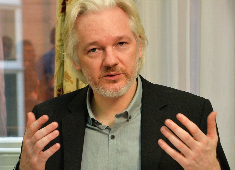 Image: WikiLeaks founder Julian Assange pictured in August 2014 during a press conference inside the Ecuadorian Embassy in London