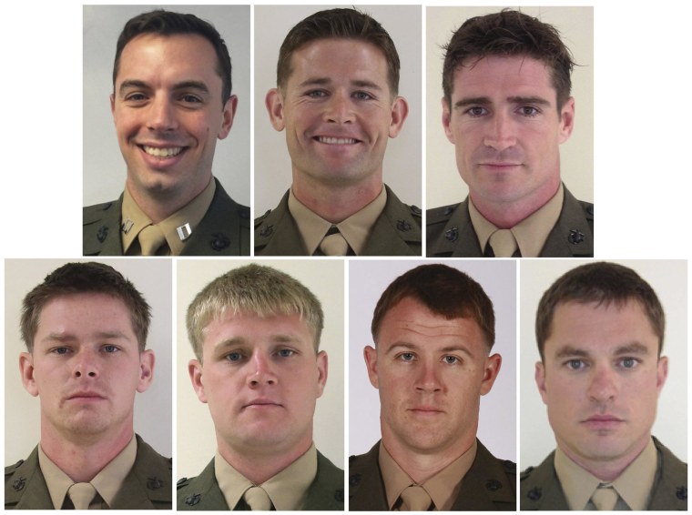 Image: Combination handout photo of U.S. Marines killed in helicopter crash off the Florida panhandle