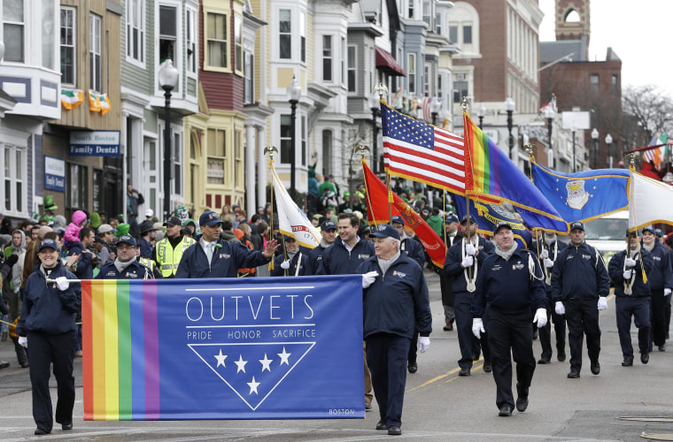 Image: Gay military veterans march in Sunday's St. Patrick's Day parade in Boston