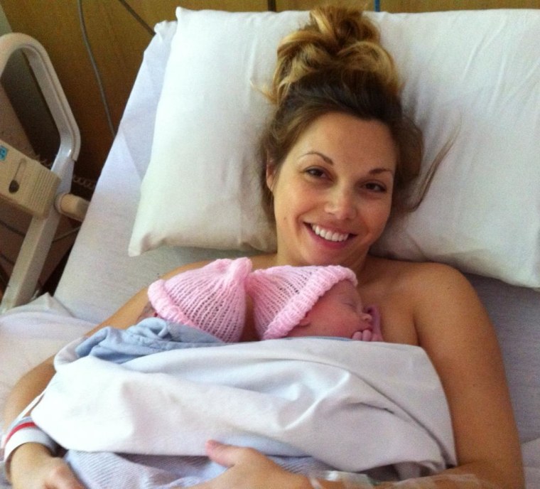 Venditti welcomes her twin girls into the world. She has two other children, ages 5 and 4.