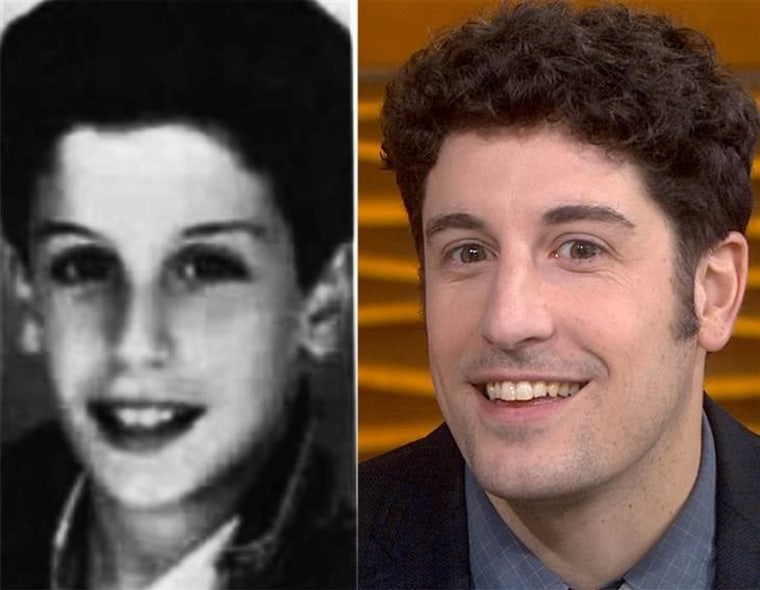 Jason Biggs is seen at age 13 (L) and now (R).