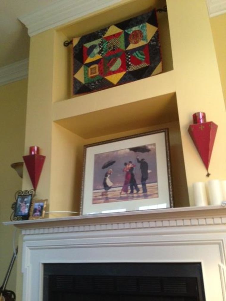 This reader wrote in about filling the niches above her fireplace, as seen here.