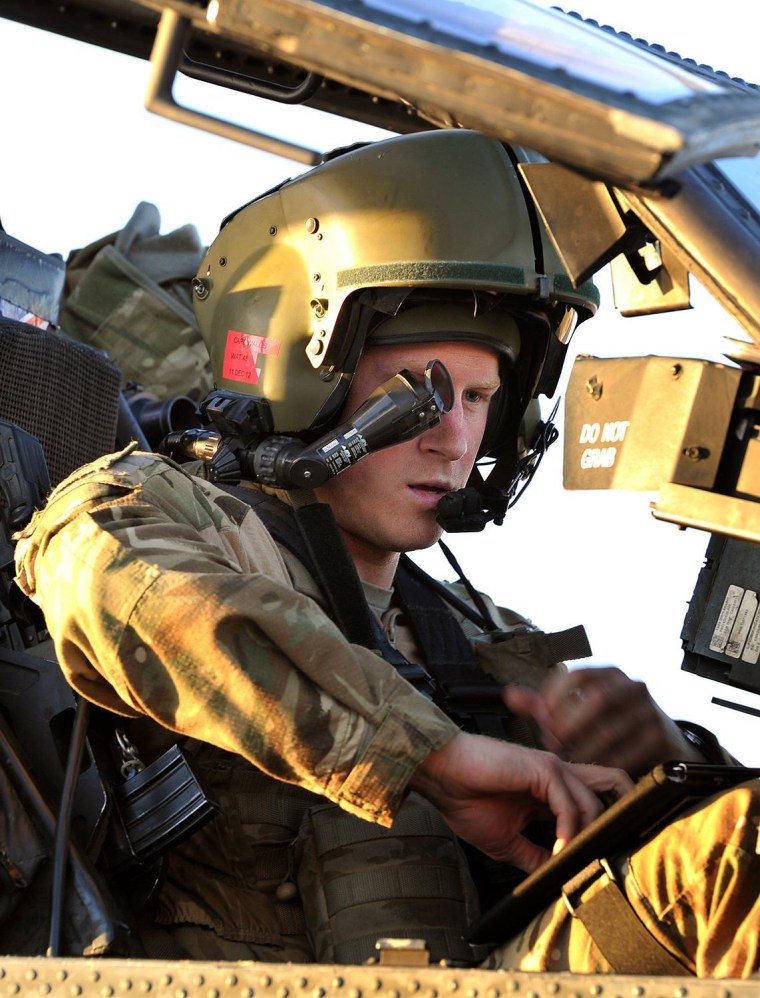 Prince Harry in the front seat of his Apache helicopter