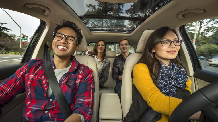 A commute is more fun in a car full of attractive people.