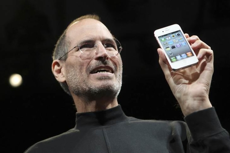 Former Apple CEO Steve Jobs with the iPhone 4 on June 7, 2010.