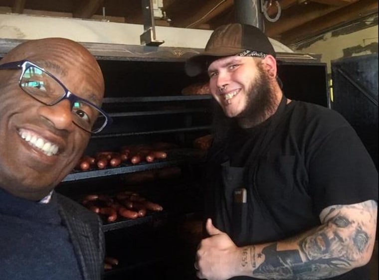 Al Roker takes a tour at Franklin Barbecue.