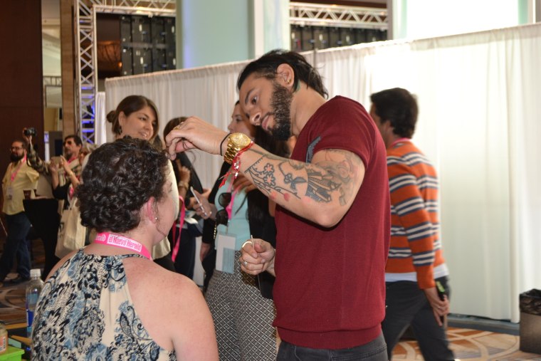 At Hispanicize 2015, companies like SheaMoisture were doing marketing, shown here is celebrity stylist Cesar Ramirez, whose clients have included Jennifer Hudson, Ciara, and Christina Milian.