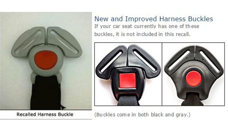 Recalled Graco buckle and new version.