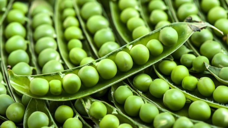 Closeup of green peas